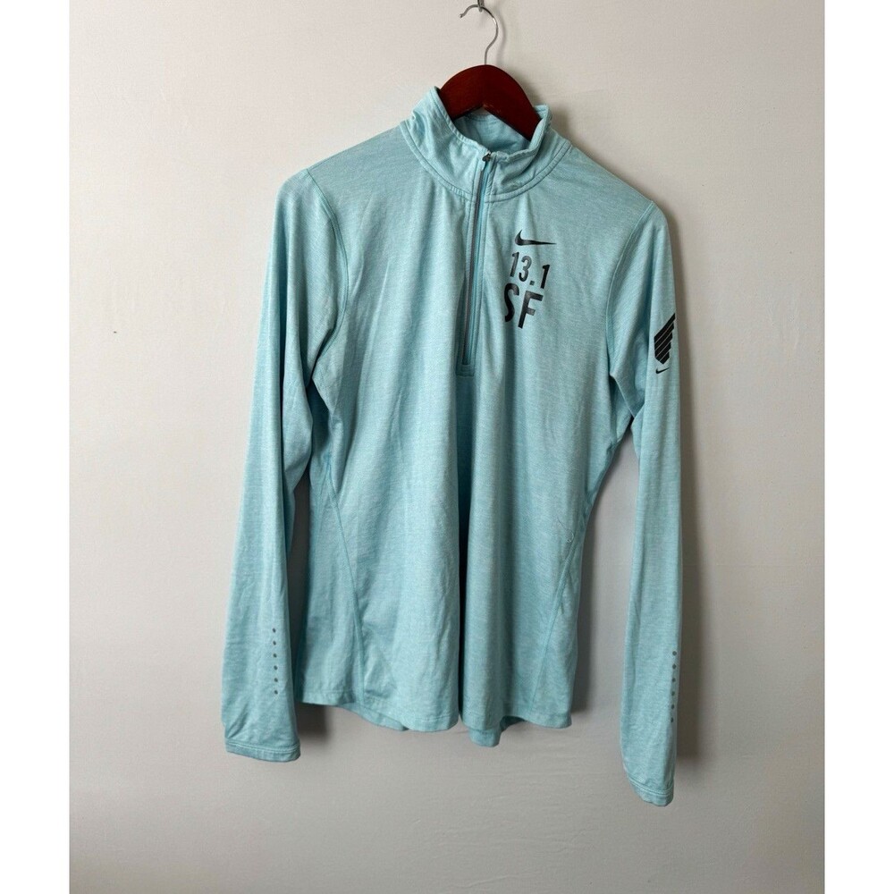 Nike Dri-FIT Women’s L Blue 1/2 Zip Mock Neck Long Sleeve Running Pullover